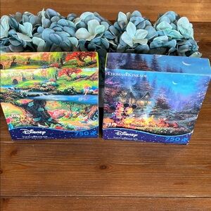 NWT Disney Thomas Kinkade Puzzle Set with Blue and Green Hues